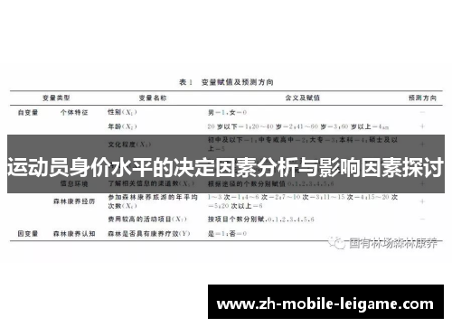 运动员身价水平的决定因素分析与影响因素探讨